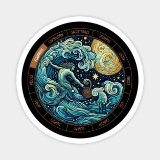 ZODIAC Aquarius - Astrological AQUARIUS - AQUARIUS - ZODIAC sign - Van Gogh style - 7 Magnet